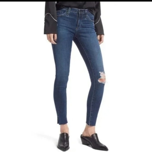 AG Adriano Goldschmied The Farrah Skinny Ankle High Rise Distressed Jeans - Picture 1 of 9